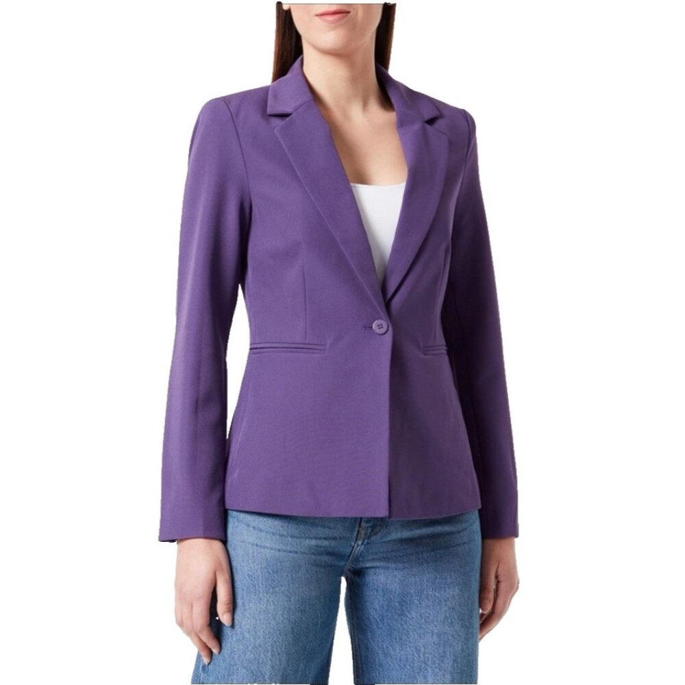 ICHI Ihkate Sus Purple Blazer 1 Button Stretch Front Pockets XS Washable NWT